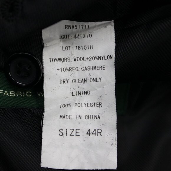 LAUREN Ralph Lauren Peacoat Mens 44R Black Wool Cashmere Blend Overcoat Lined - Picture 9 of 16